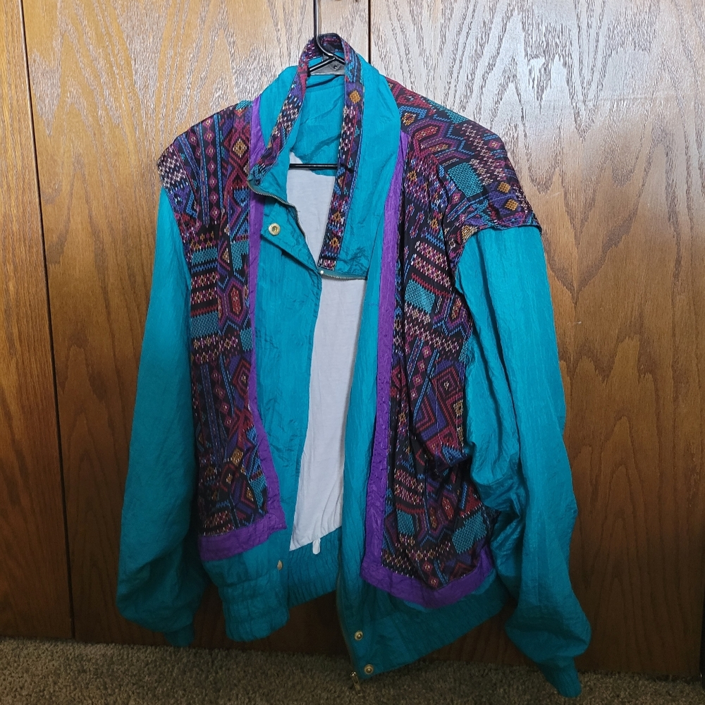 90s Style Navajo Print Windbreaker